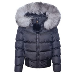 Дамско яке с естествен пух, City Angels Jeans, Черно, 6855